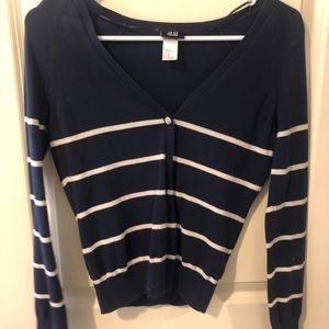 Blue and white cardigan